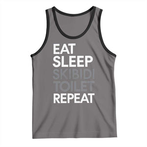 Eat Sleep Skibidi Toilet Repeat Tank Top Funny Gen Alpha Slang TS02 Deep Heather Black Print Your Wear