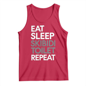 Eat Sleep Skibidi Toilet Repeat Tank Top Funny Gen Alpha Slang TS02 Red Print Your Wear