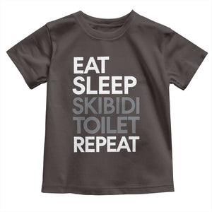 Eat Sleep Skibidi Toilet Repeat Toddler T Shirt Funny Gen Alpha Slang TS02 Dark Chocolate Print Your Wear