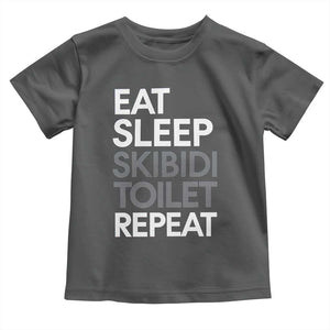 Eat Sleep Skibidi Toilet Repeat Toddler T Shirt Funny Gen Alpha Slang TS02 Dark Heather Print Your Wear