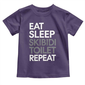 Eat Sleep Skibidi Toilet Repeat Toddler T Shirt Funny Gen Alpha Slang TS02 Purple Print Your Wear