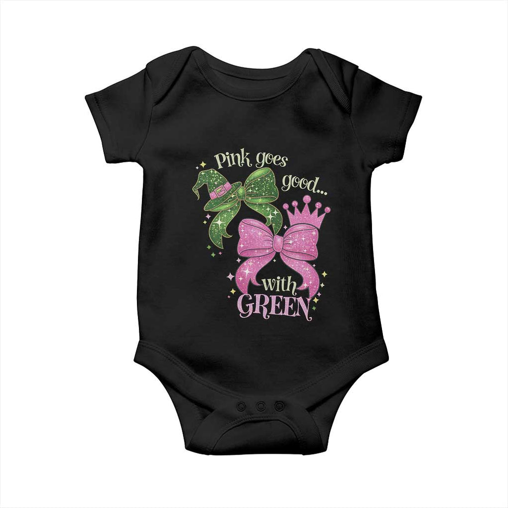 Green and Pink Coquette Bow Baby Onesie Pink Goes Good With Green TS02 Black Print Your Wear