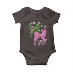 Green and Pink Coquette Bow Baby Onesie Pink Goes Good With Green TS02 Dark Chocolate Print Your Wear