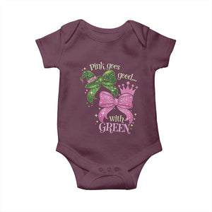 Green and Pink Coquette Bow Baby Onesie Pink Goes Good With Green TS02 Maroon Print Your Wear