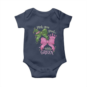 Green and Pink Coquette Bow Baby Onesie Pink Goes Good With Green TS02 Navy Print Your Wear