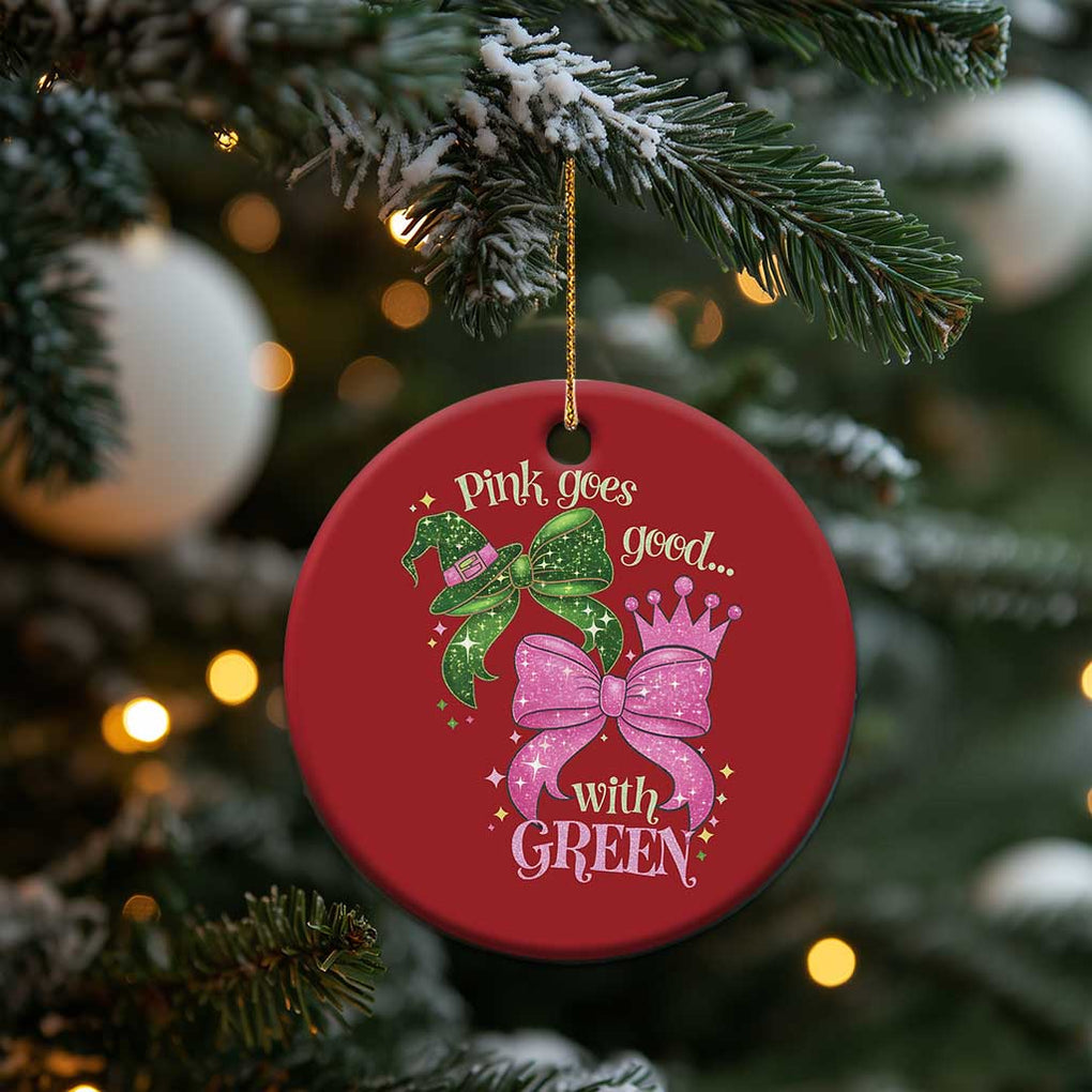 Green and Pink Coquette Bow Christmas Ornament Pink Goes Good With Green TS02 Print Your Wear