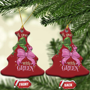 Green and Pink Coquette Bow Christmas Ornament Pink Goes Good With Green TS02 Christmas Tree Red Print Your Wear