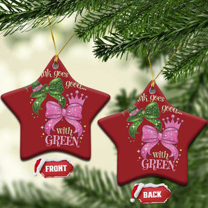 Green and Pink Coquette Bow Christmas Ornament Pink Goes Good With Green TS02 Star Red Print Your Wear