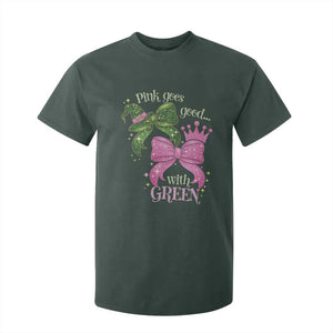 Green and Pink Coquette Bow T Shirt For Kid Pink Goes Good With Green TS02 Dark Forest Green Print Your Wear