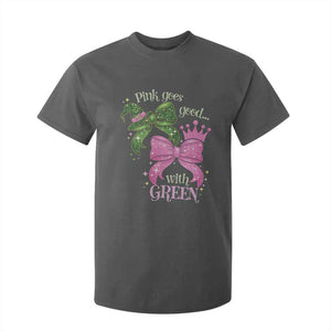 Green and Pink Coquette Bow T Shirt For Kid Pink Goes Good With Green TS02 Dark Heather Print Your Wear