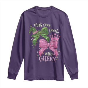 Green and Pink Coquette Bow Long Sleeve Shirt Pink Goes Good With Green TS02 Purple Print Your Wear