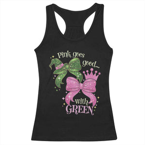 Green and Pink Coquette Bow Racerback Tank Top Pink Goes Good With Green TS02 Black Print Your Wear