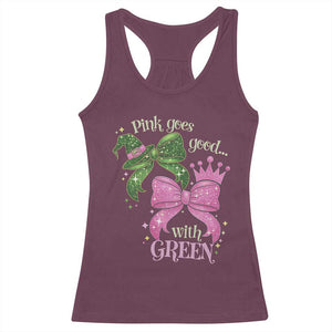 Green and Pink Coquette Bow Racerback Tank Top Pink Goes Good With Green TS02 Maroon Print Your Wear