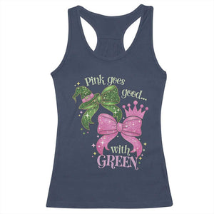 Green and Pink Coquette Bow Racerback Tank Top Pink Goes Good With Green TS02 Navy Print Your Wear