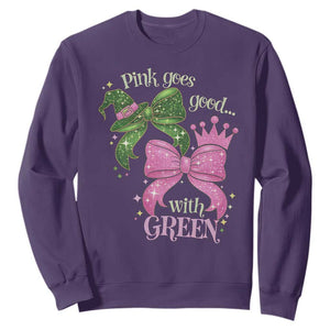 Green and Pink Coquette Bow Sweatshirt Pink Goes Good With Green TS02 Purple Print Your Wear
