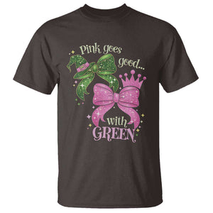 Green and Pink Coquette Bow T Shirt Pink Goes Good With Green TS02 Dark Chocolate Print Your Wear