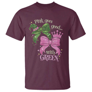 Green and Pink Coquette Bow T Shirt Pink Goes Good With Green TS02 Maroon Print Your Wear