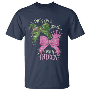 Green and Pink Coquette Bow T Shirt Pink Goes Good With Green TS02 Navy Print Your Wear