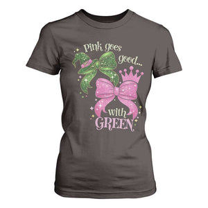 Green and Pink Coquette Bow T Shirt For Women Pink Goes Good With Green TS02 Dark Chocolate Print Your Wear