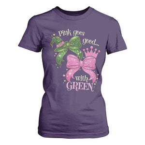 Green and Pink Coquette Bow T Shirt For Women Pink Goes Good With Green TS02 Purple Print Your Wear