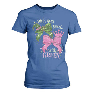 Green and Pink Coquette Bow T Shirt For Women Pink Goes Good With Green TS02 Royal Blue Print Your Wear