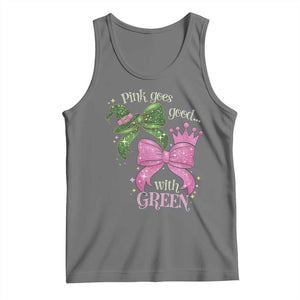 Green and Pink Coquette Bow Tank Top Pink Goes Good With Green TS02 Black Heather Print Your Wear