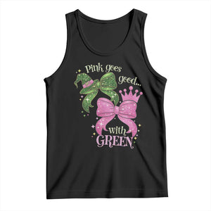 Green and Pink Coquette Bow Tank Top Pink Goes Good With Green TS02 Black Print Your Wear