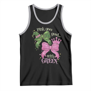 Green and Pink Coquette Bow Tank Top Pink Goes Good With Green TS02 Black Athletic Heather Print Your Wear