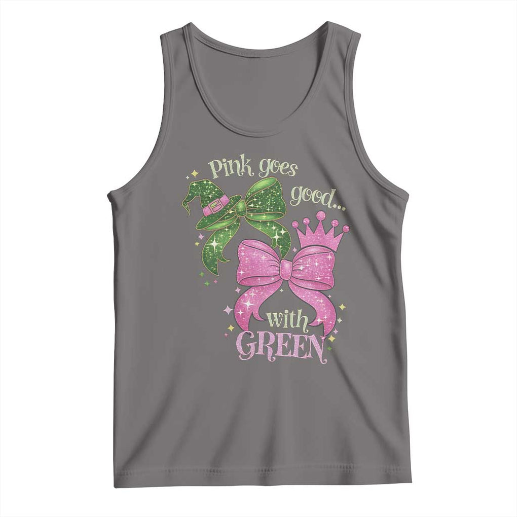 Green and Pink Coquette Bow Tank Top Pink Goes Good With Green TS02 Deep Heather Print Your Wear