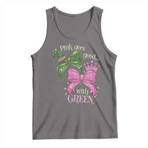 Green and Pink Coquette Bow Tank Top Pink Goes Good With Green TS02 Deep Heather Print Your Wear