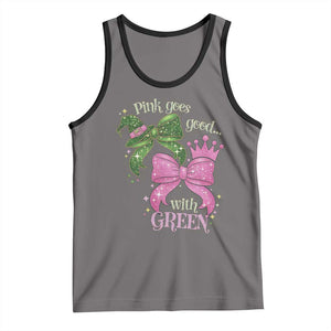 Green and Pink Coquette Bow Tank Top Pink Goes Good With Green TS02 Deep Heather Black Print Your Wear