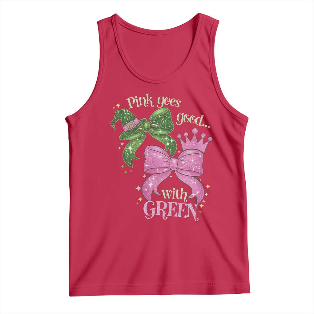 Green and Pink Coquette Bow Tank Top Pink Goes Good With Green TS02 Red Print Your Wear
