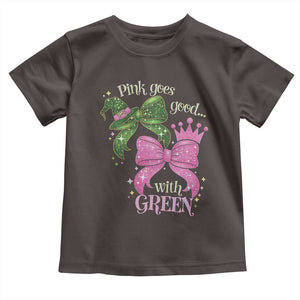 Green and Pink Coquette Bow Toddler T Shirt Pink Goes Good With Green TS02 Dark Chocolate Print Your Wear