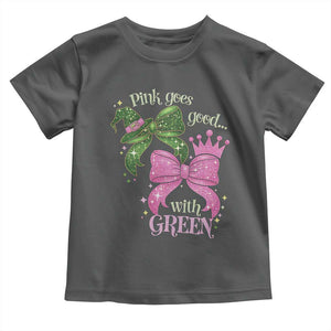 Green and Pink Coquette Bow Toddler T Shirt Pink Goes Good With Green TS02 Dark Heather Print Your Wear