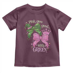 Green and Pink Coquette Bow Toddler T Shirt Pink Goes Good With Green TS02 Maroon Print Your Wear