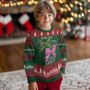 Green and Pink Coquette Bow Ugly Christmas Sweater Pink Goes Good With Green TS02 Christmas Print Your Wear