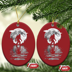 Bigfoot Christmas Ornament Sasquatch Under The Moon Cryptid TS02 Oval Red Print Your Wear