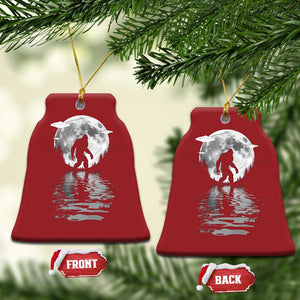 Bigfoot Christmas Ornament Sasquatch Under The Moon Cryptid TS02 Bell Flake Red Print Your Wear