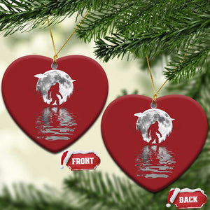 Bigfoot Christmas Ornament Sasquatch Under The Moon Cryptid TS02 Heart Red Print Your Wear