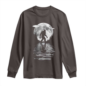 Bigfoot Long Sleeve Shirt Sasquatch Under The Moon Cryptid TS02 Dark Chocolate Print Your Wear