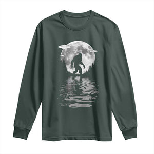 Bigfoot Long Sleeve Shirt Sasquatch Under The Moon Cryptid TS02 Dark Forest Green Print Your Wear