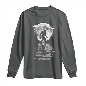 Bigfoot Long Sleeve Shirt Sasquatch Under The Moon Cryptid TS02 Dark Heather Print Your Wear