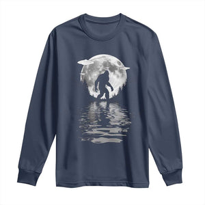 Bigfoot Long Sleeve Shirt Sasquatch Under The Moon Cryptid TS02 Navy Print Your Wear