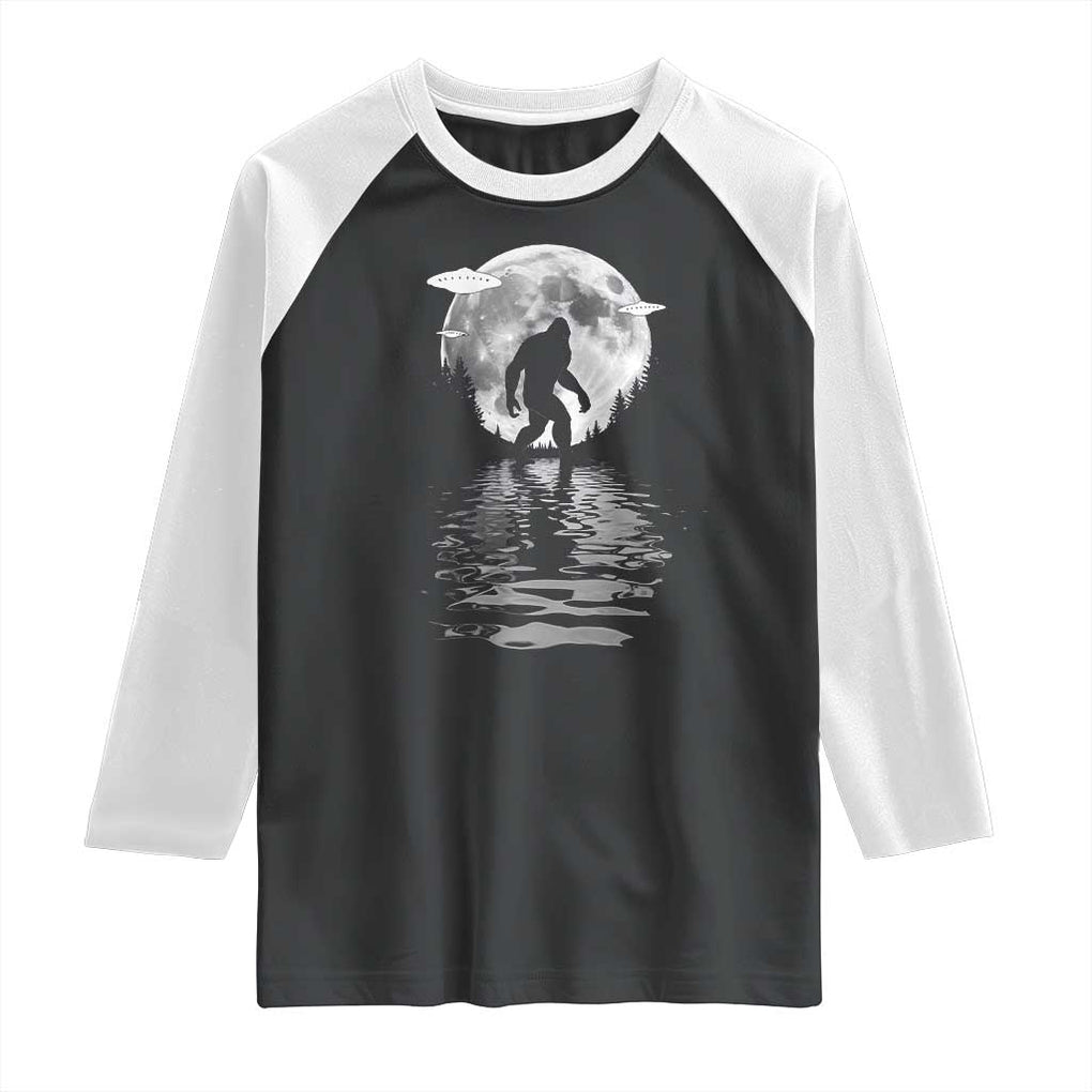 Bigfoot Raglan Shirt Sasquatch Under The Moon Cryptid TS02 Black White Print Your Wear