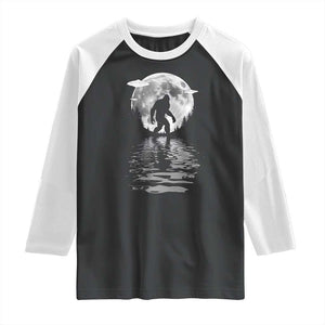 Bigfoot Raglan Shirt Sasquatch Under The Moon Cryptid TS02 Black White Print Your Wear