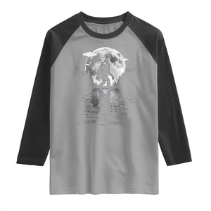 Bigfoot Raglan Shirt Sasquatch Under The Moon Cryptid TS02 Sport Gray Black Print Your Wear