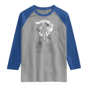 Bigfoot Raglan Shirt Sasquatch Under The Moon Cryptid TS02 Sport Gray Royal Print Your Wear