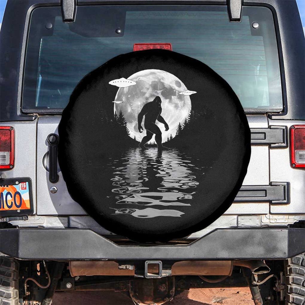 Bigfoot Spare Tire Cover Sasquatch Under The Moon Cryptid TS02 No hole Black Print Your Wear