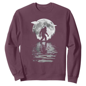 Bigfoot Sweatshirt Sasquatch Under The Moon Cryptid TS02 Maroon Print Your Wear