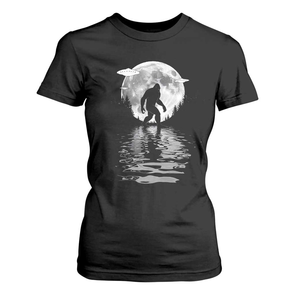 Bigfoot T Shirt For Women Sasquatch Under The Moon Cryptid TS02 Black Print Your Wear